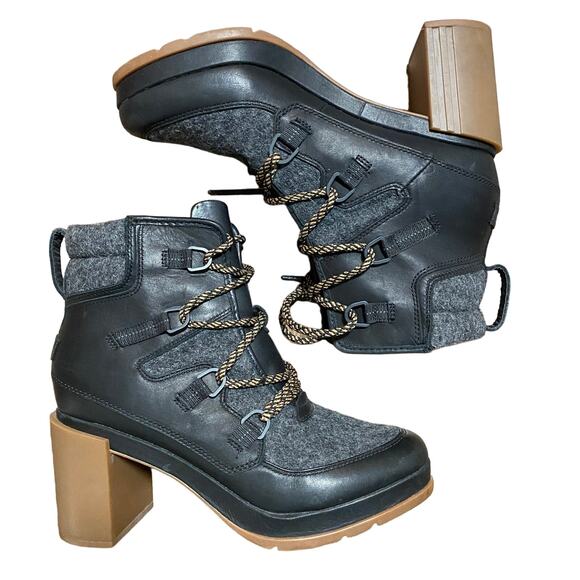 Sorel Blake Lace Leather Waterproof Bootie Black Gray Womens 11 NL3306-010 - Picture 1 of 6